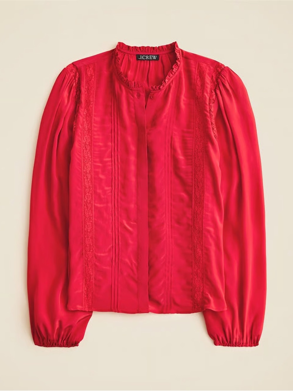 J. Crew Lace-trim pintuck top in crepe de chine NWT - Size 0